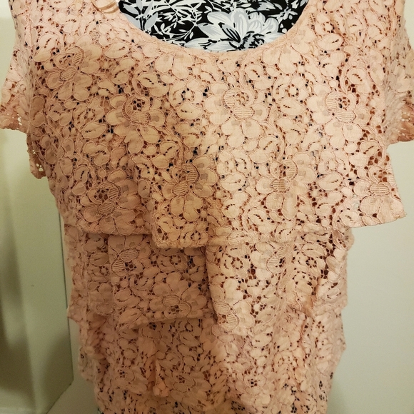 Zara basics tierred lacey blouse office career wear - Picture 2 of 5